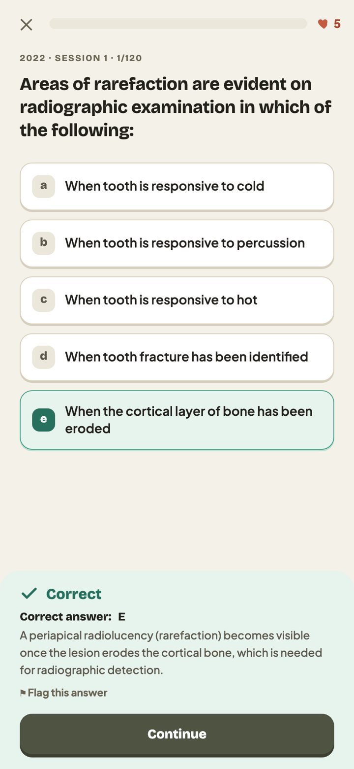 A 2022 · Session 1 question in Enamel, answered: the correct option in green and a written explanation